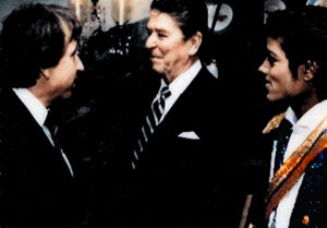 President Ronald Reagan, meets Michael Jackson along with Norman Winter